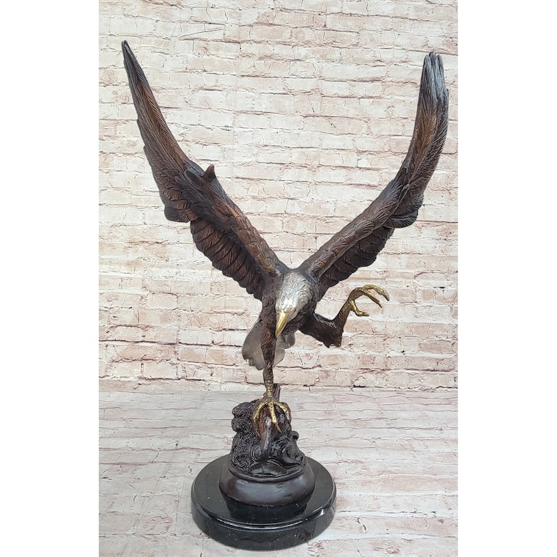American Bald Eagle Bronze Statue Sculpture Figure By Moigniez 22 Inches X 17 Inches