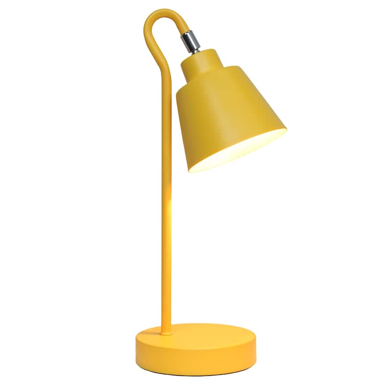 Metal Desk Lamp with Looped Arm and Adjustable Cone Shade