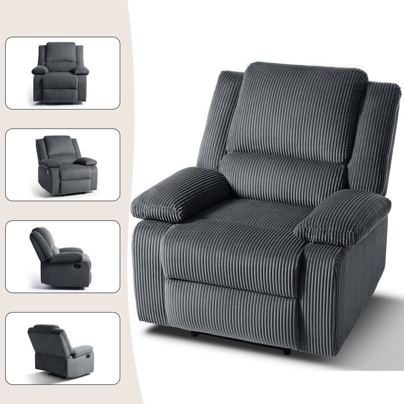 Corduroy Manual Recliner Glider Club Chair with Footrest