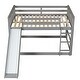 preview thumbnail 4 of 13, Full over Full Multiple Functional Bunk Bed with Slide & Ladder, Grey