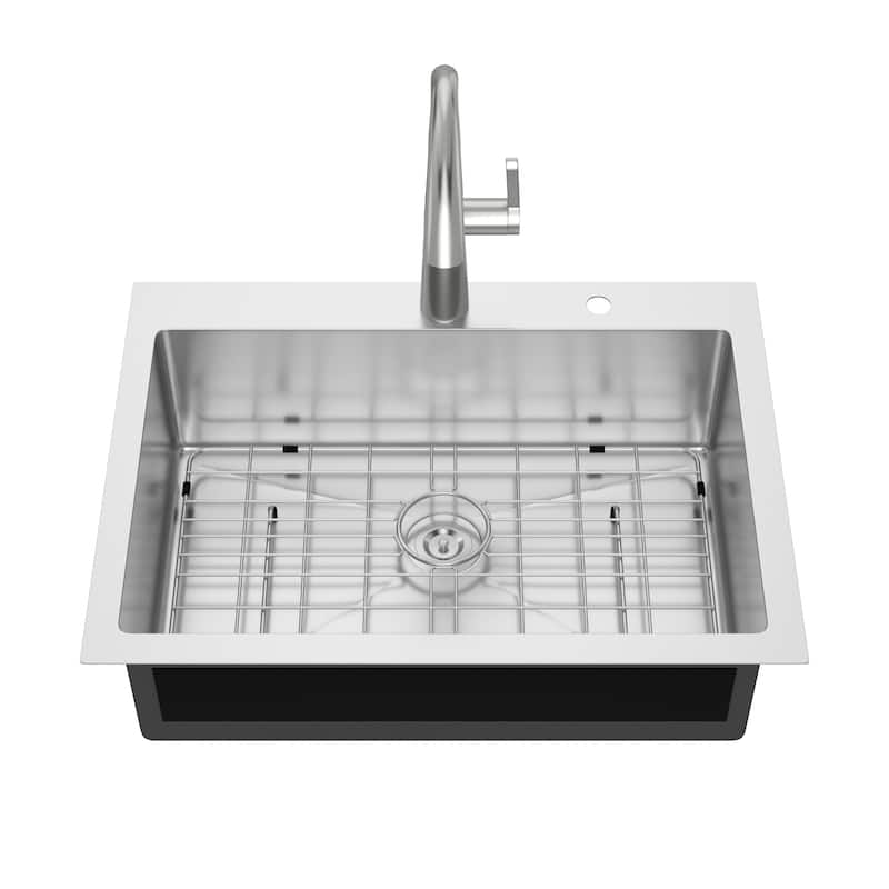 Kichae Robust Drop-in Kitchen Sink 30/33 inch Stainless Steel Kitchen Sink with Wide Flange