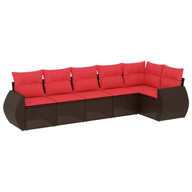 vidaXL Patio Sofa Set with Cushions Outdoor Conversation Furniture Poly Rattan - 24.4 x 24.4 x 27.2