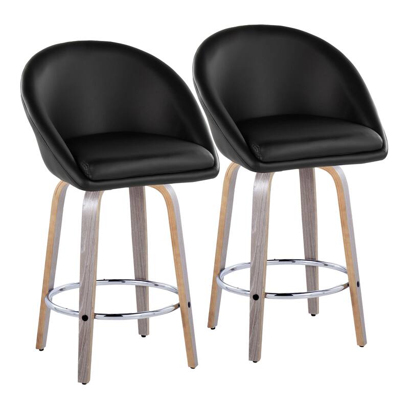 Carson Carrington Livesey High Back 26" Fixed-Height Counter Stool with Bent Wood Legs & Round Footrest (Set of 2)