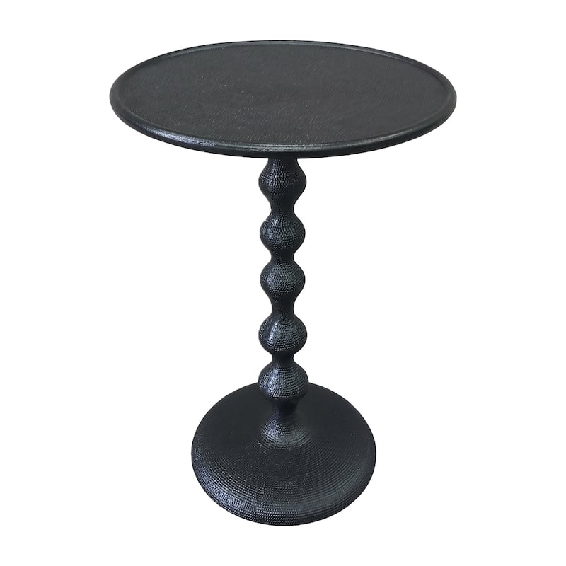 15 in. Black Round Metal End Table with Pedestal Base