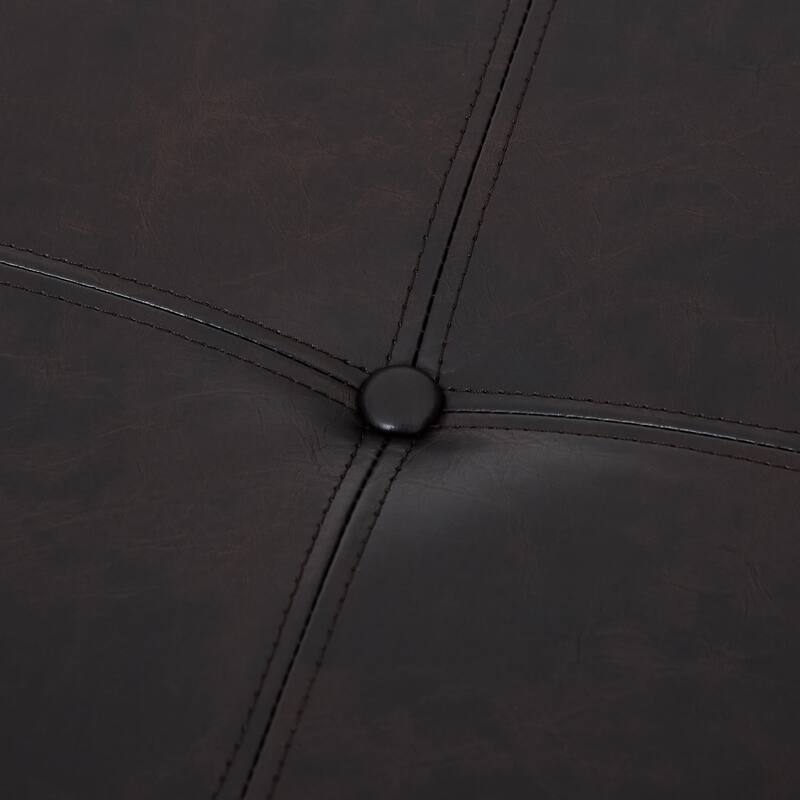 Christopher Knight Home - Marlowe Modern Round Faux Leather Ottoman Coffee Table with Tufted Top and Wood Base