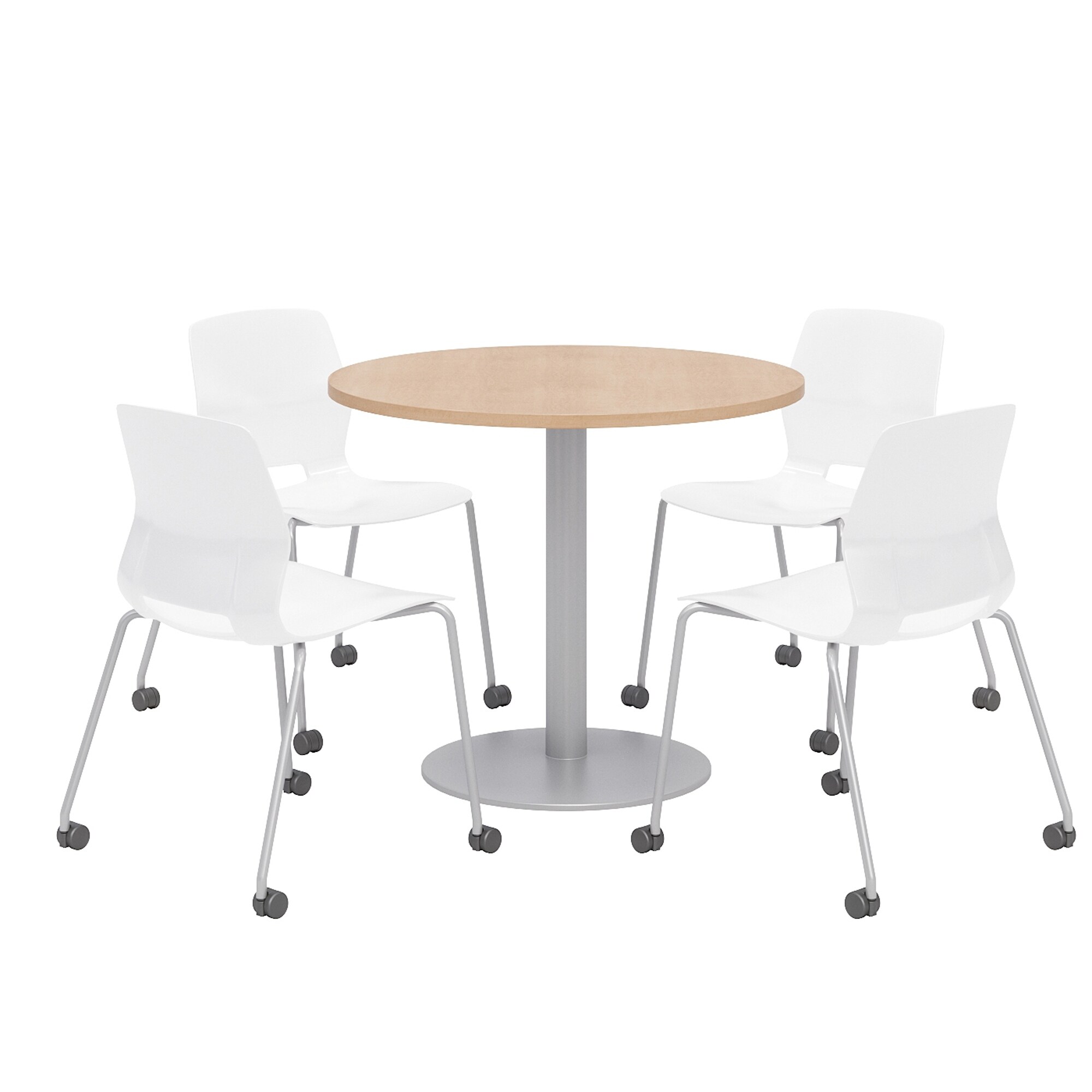 Shop Olio Designs Round Dining Table Set Lola Caster Chairs Maple On Sale Overstock 31283624