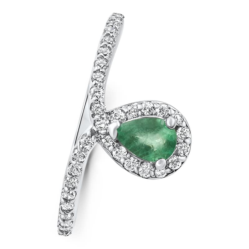 3/4Ct Peart Shape Emerald Diamond Ring Gold Lab Grown