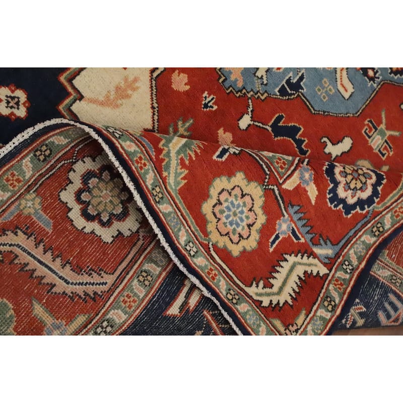 Hand Knotted Oriental 100% Wool Carpet Traditional Medallion Oranges & Rust Heriz (serapi) Area Rug - 8' 10'' X 6' 0''