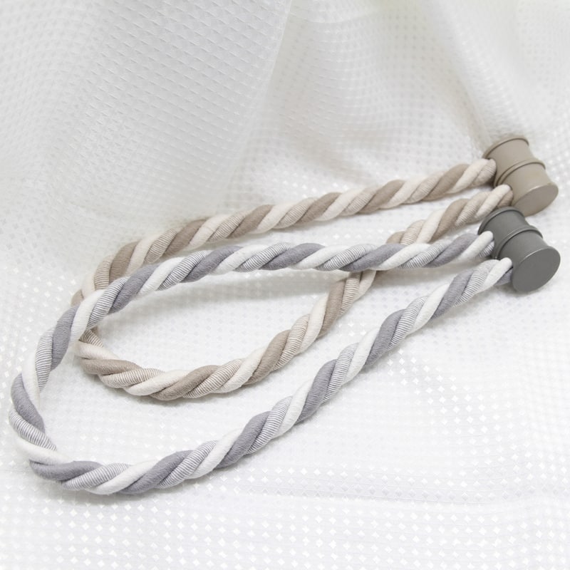 Set of 2 Magnetic Braided Cord Curtain Tiebacks Savoia Cotton Woven ...