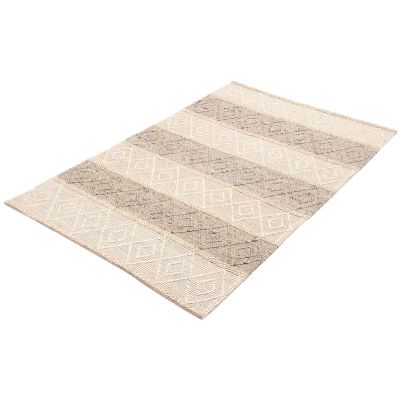 ECARPETGALLERY Braid weave Sienna Cream Wool Rug - 4'11 x 7'9