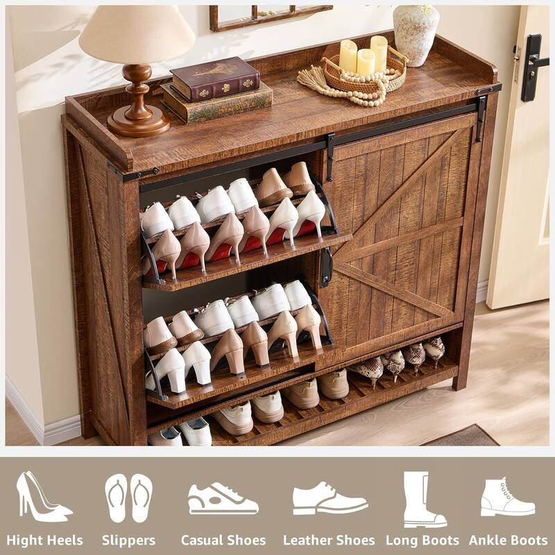 Farmhouse Shoe Storage Cabinet, Shoe Organizer, Shoe Rack Cabinet