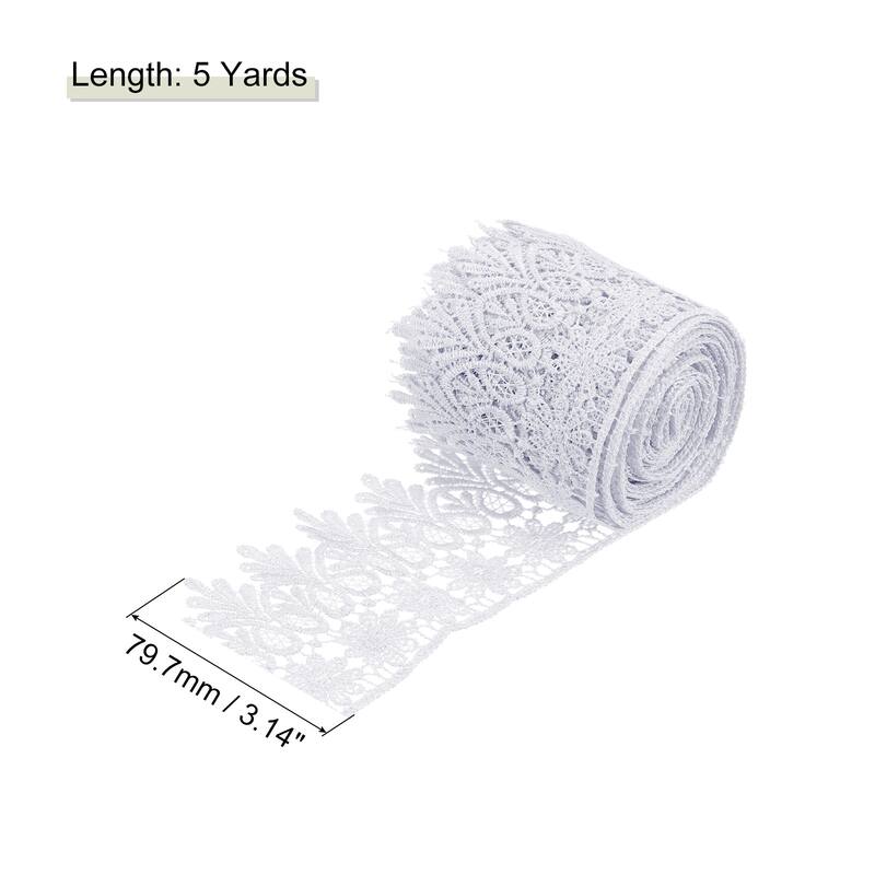 3 Inch Wide Lace Ribbon Floral Pattern Embroidered Lace Trim