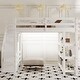 preview thumbnail 4 of 5, Full Size Loft Bed with Shelves, Storage Staircase, Small Wardrobe and LED Light