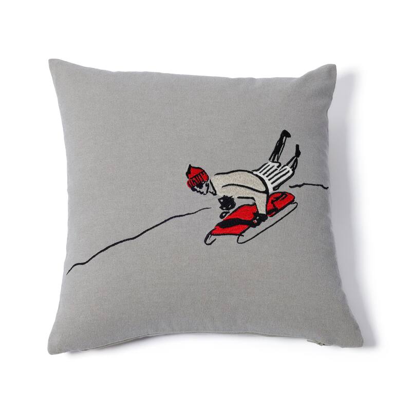 St. Moritz Glam Cotton Embroidered Throw Pillow, 16" x 16"