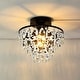 preview thumbnail 4 of 23, WINGBO Small Crystal Ceiling Light Fixture Mini Semi Flush Mount... Black