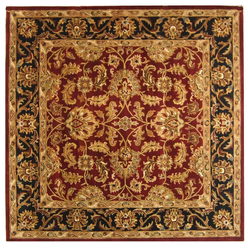 SAFAVIEH Handmade Heritage Sharee Traditional Oriental Wool Rug - 8' x 8' Square - Red/Black