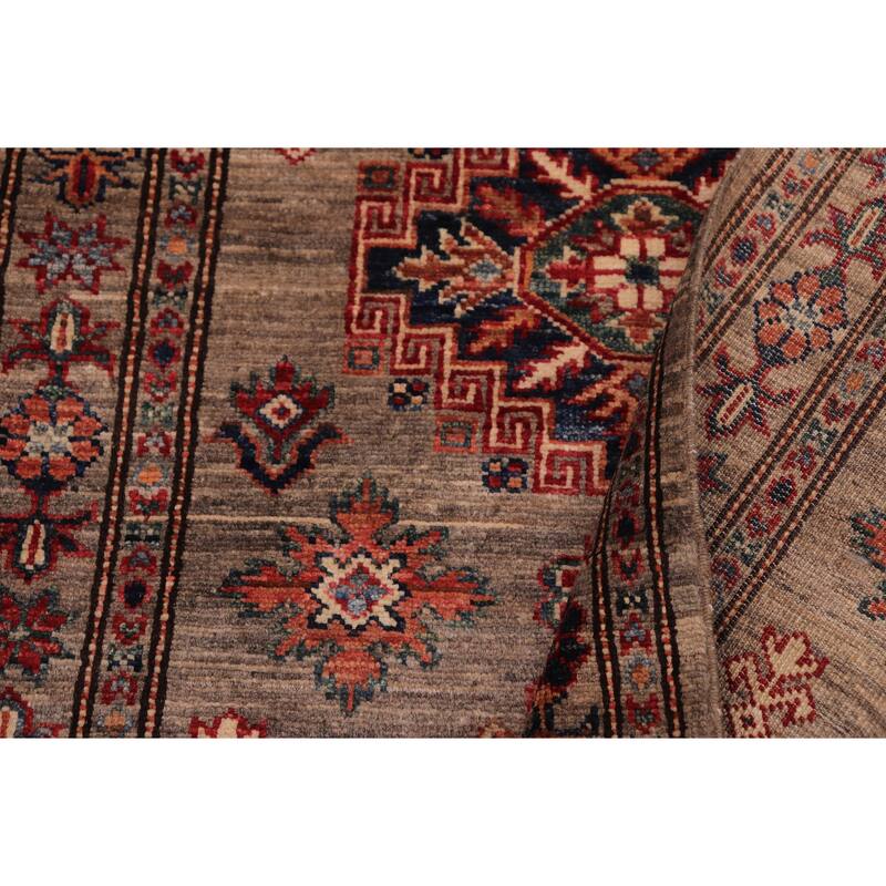 Caucasian Super Kazak Orion Gray Hand Knotted Wool Runner - 2'6'' x 9'6''