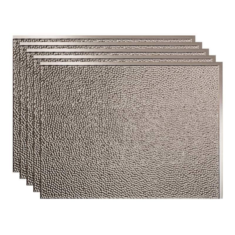 FASÄDE Hammered Decorative Vinyl Backsplash Panel - 5 Pack - Brushed Nickel