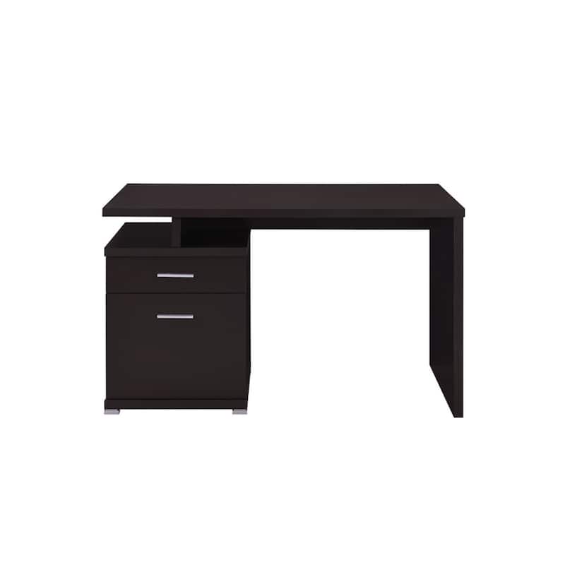 Wooden Contemporary Desk with Cabinet, Brown