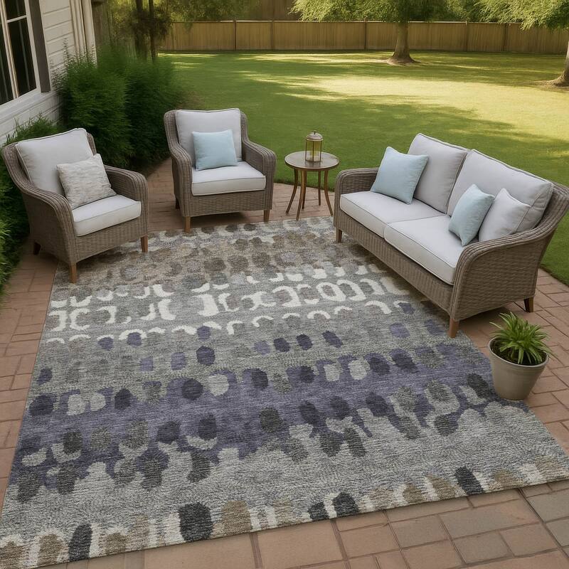 Machine Washable Indoor/ Outdoor Modern Trezze Chantille Rug - Taupe - 3' x 5'
