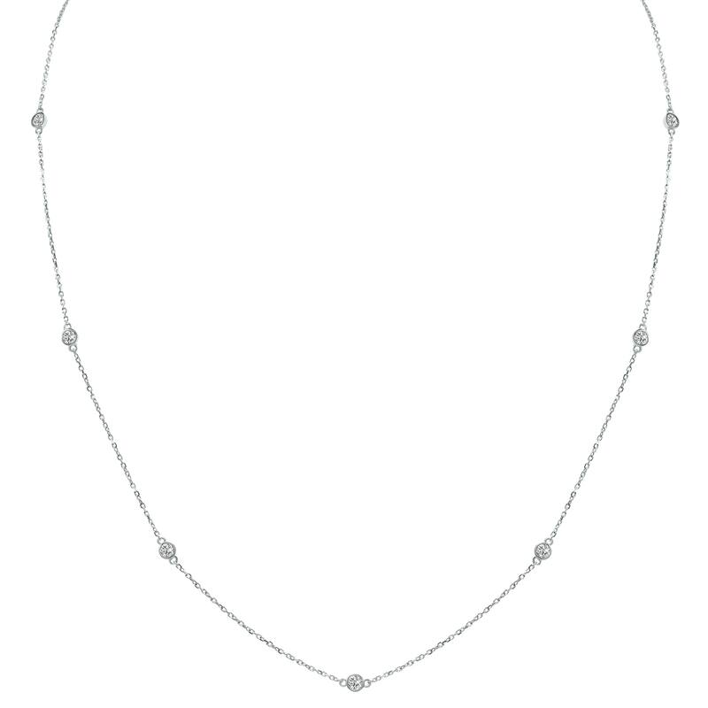 Marquee 0.50 Carat TW Bezel Set Lab Grown Diamond Station Necklace in 14K White Gold