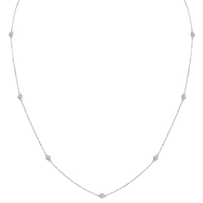 Marquee 0.50 Carat TW Bezel Set Lab Grown Diamond Station Necklace in 14K White Gold