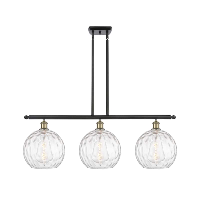 Innovations Lighting Athens Water Glass 3 Light 37" Stem Hung Island Light - Black Antique Brass