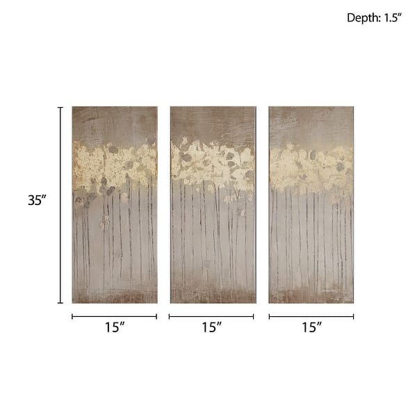 Madison Park Dewy Forest Gold Foil Abstract 3-piece Canvas Wall Art Set