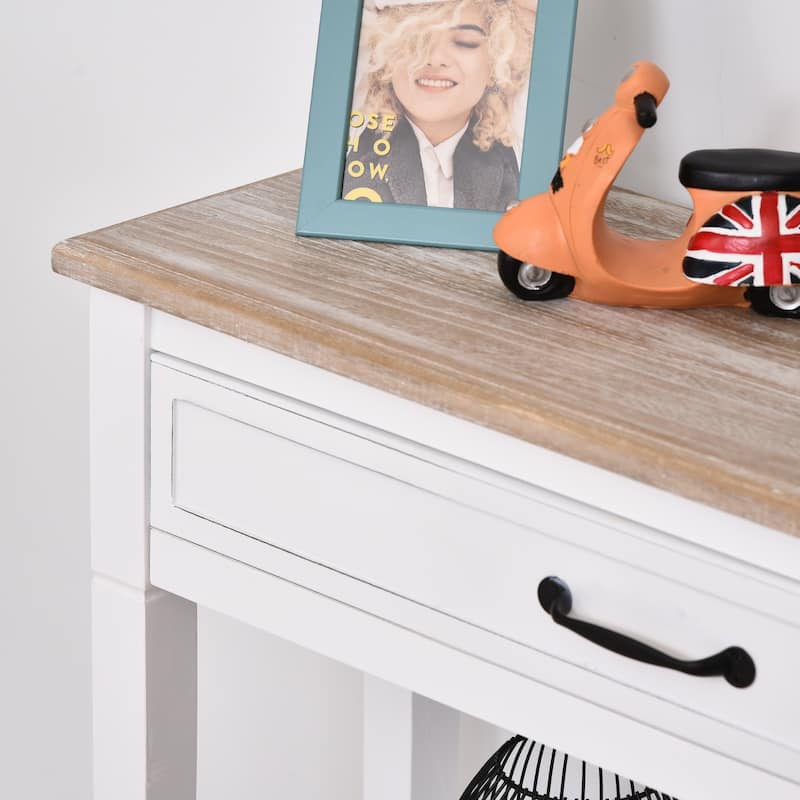 HOMCOM Retro-Styled Sofa Console Entry Hallway Table with Multifunctional Design, Durable Build, & Large Storage