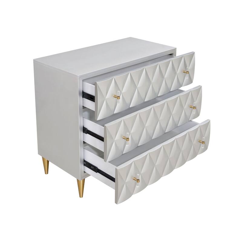 Metallic Silver and Champagne Finish Console Cabinet