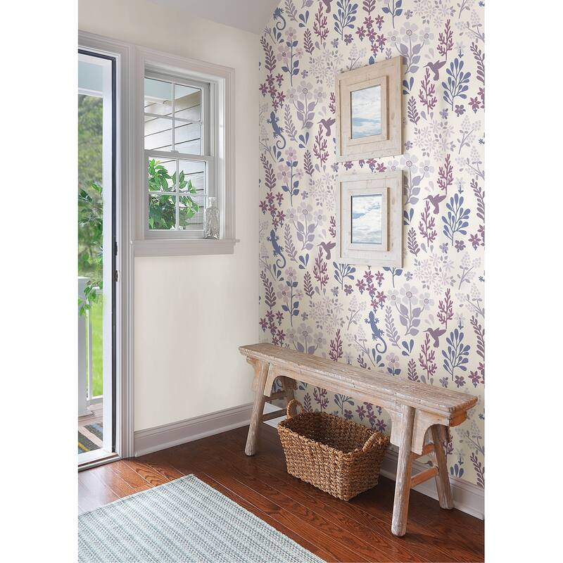 NuWallpaper Periwinkle Zoey Leaf Peel & Stick Wallpaper - 216in x 20.5in x 0.025in