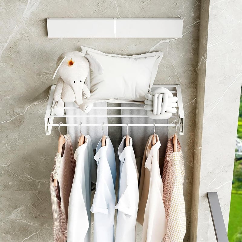 Wall Mounted Drying Rack - 31.5" Wide, Retractable