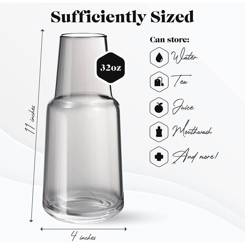 American Atelier Bedside Water Carafe with Footed Glass/Lid