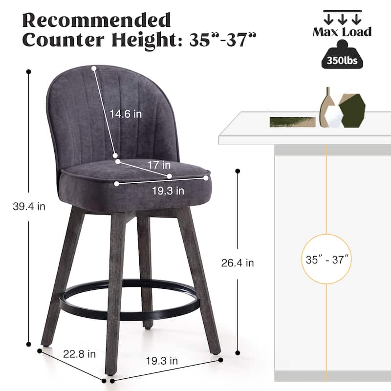 HOMYKA Swivel Bar Stool with Wood Legs Set of 4