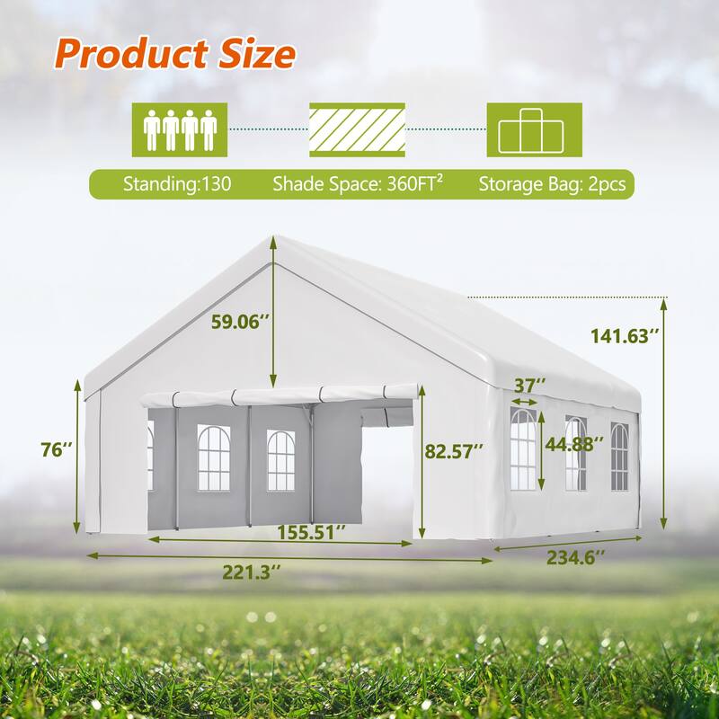 GDFStudio - Amelia Spacious Outdoor Party Tent with Removable Sidewalls and Storage Bags