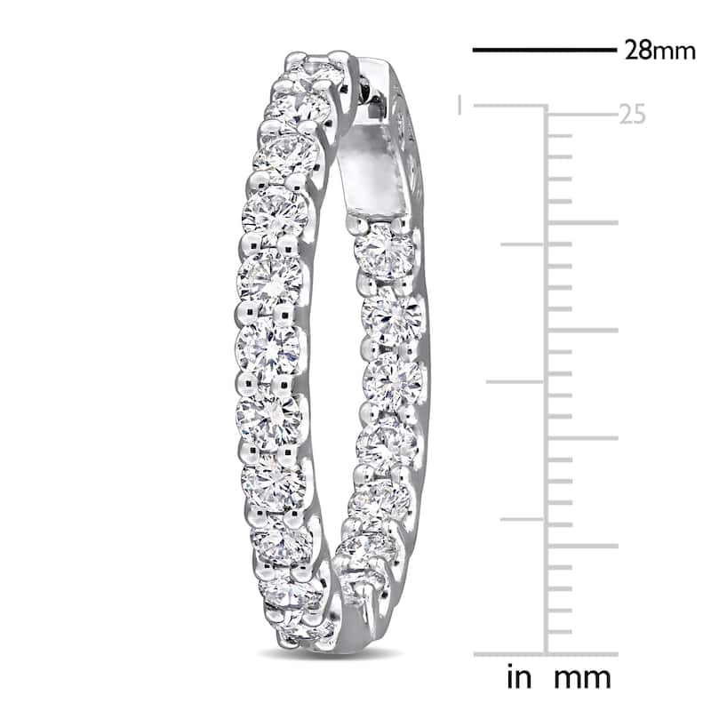 3 5/8ct TW Lab-Grown Diamond Inside Outside Hoop Earrings in 14k White Gold