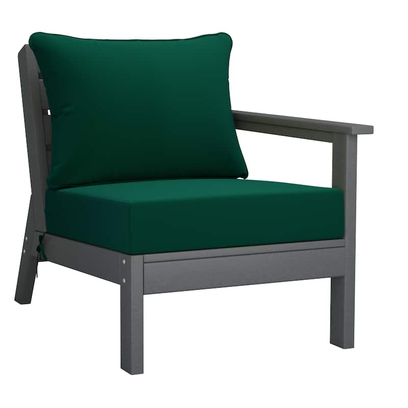 Polytrends Birchwood All Weather HDPE Outdoor Patio Deep Seating Gray Sofa With Cushions (3-Piece)