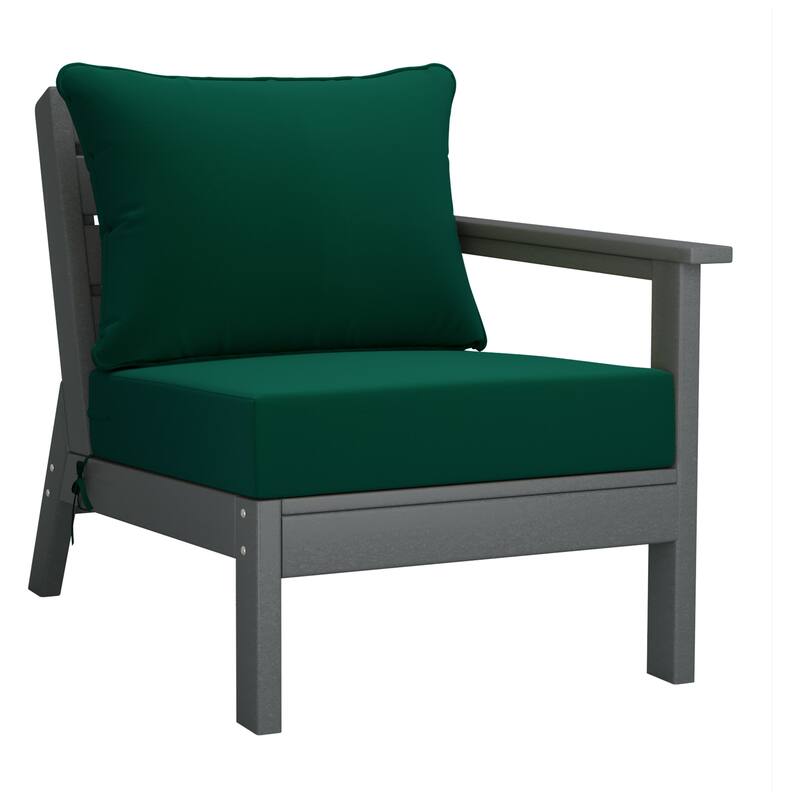Birchwood All Weather HDPE Outdoor Patio Deep Seating Gray Right Arm Facing Chair With Cushions (1-Piece)