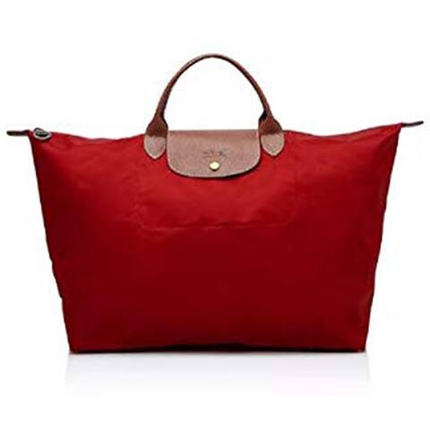 LongChamp Womens Le Pliage Weekender Red Bag