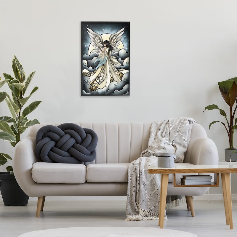 Stupell Classic Angel & Baby in Clouds Framed Giclee Art Design By Mandie Manzano