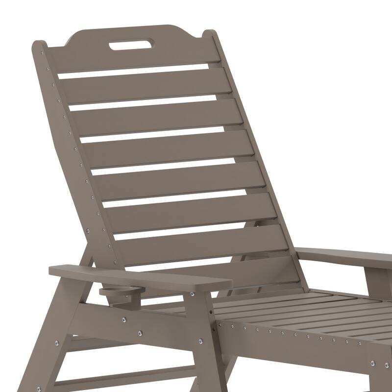 Set of 2 Outdoor Adjustable Lounge Chairs with Cupholders