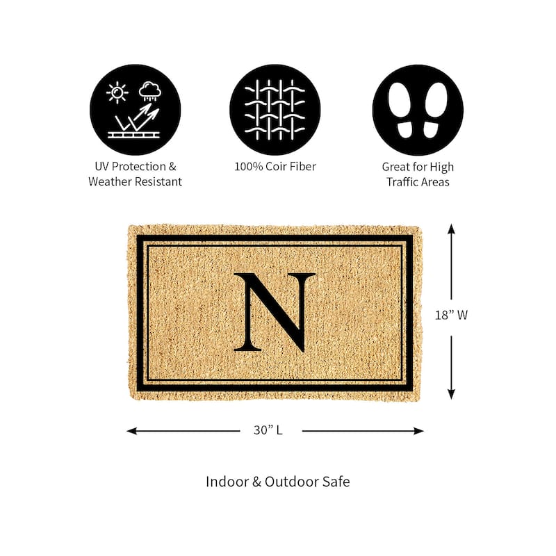 28 in. x 16 in. Monogram Coir Mat, Letter "N"