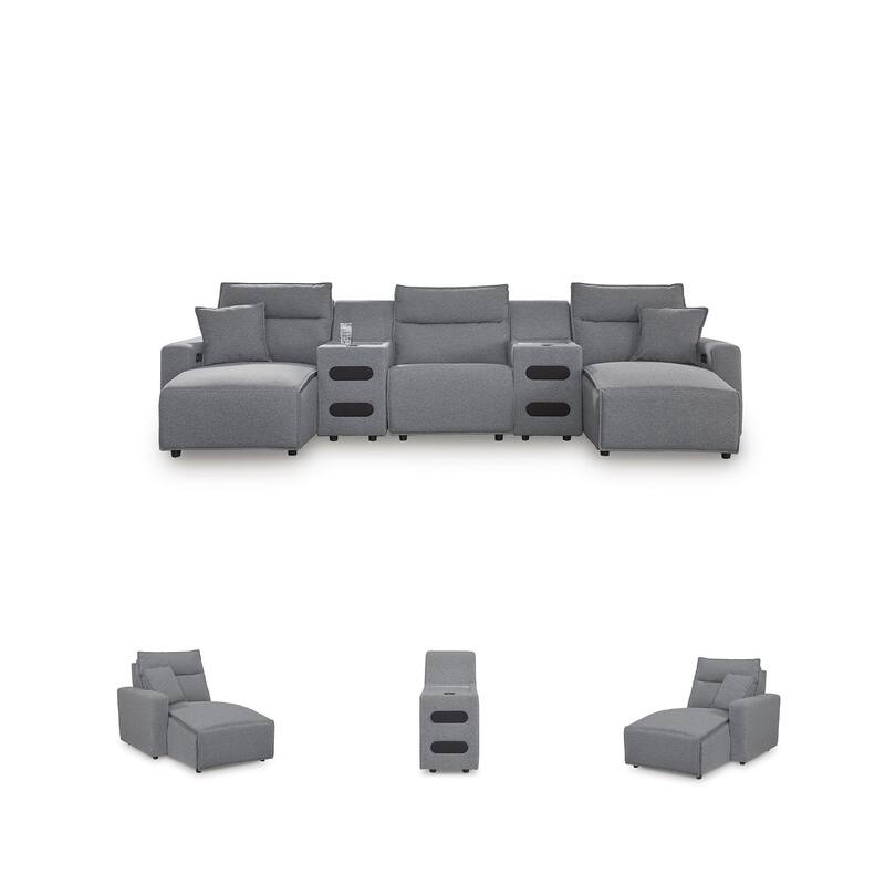 Signature Design by Ashley Modmax Gray 5-Piece Power Reclining Sectional with Chaise - 152" W x 63" D x 41" H