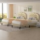 preview thumbnail 8 of 17, VECELO Upholstered Platform Kids Bed Frame with Headboard & LED Lights,Twin Size Bed Set of 2 Beige