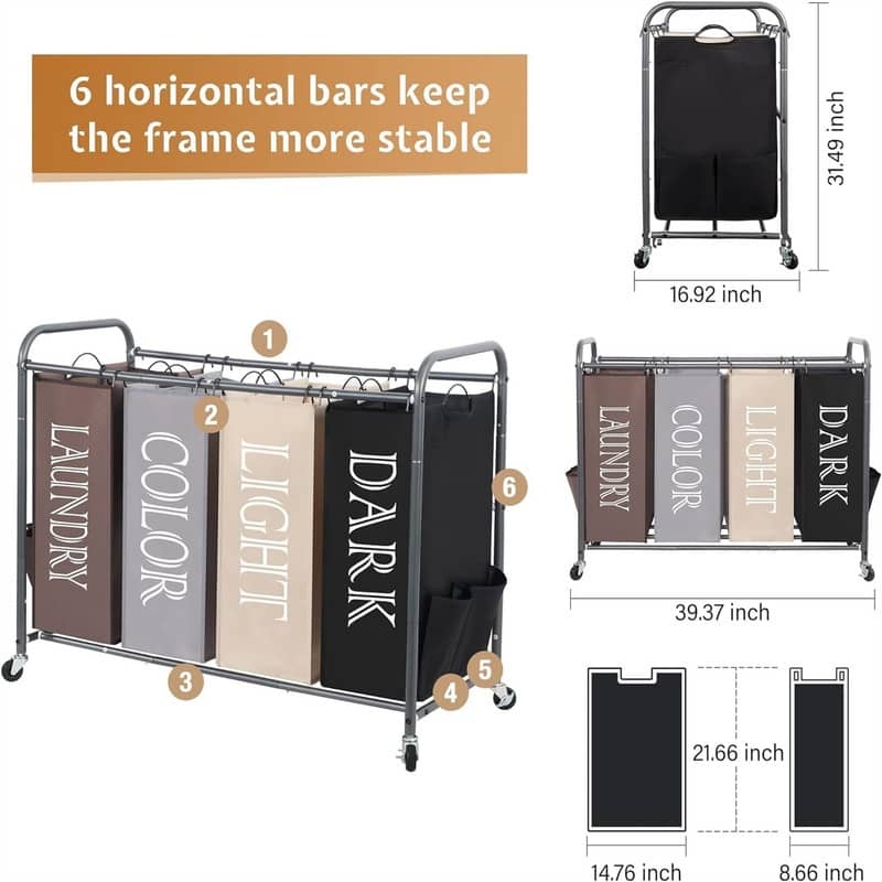 Laundry Sorter 4 Section
