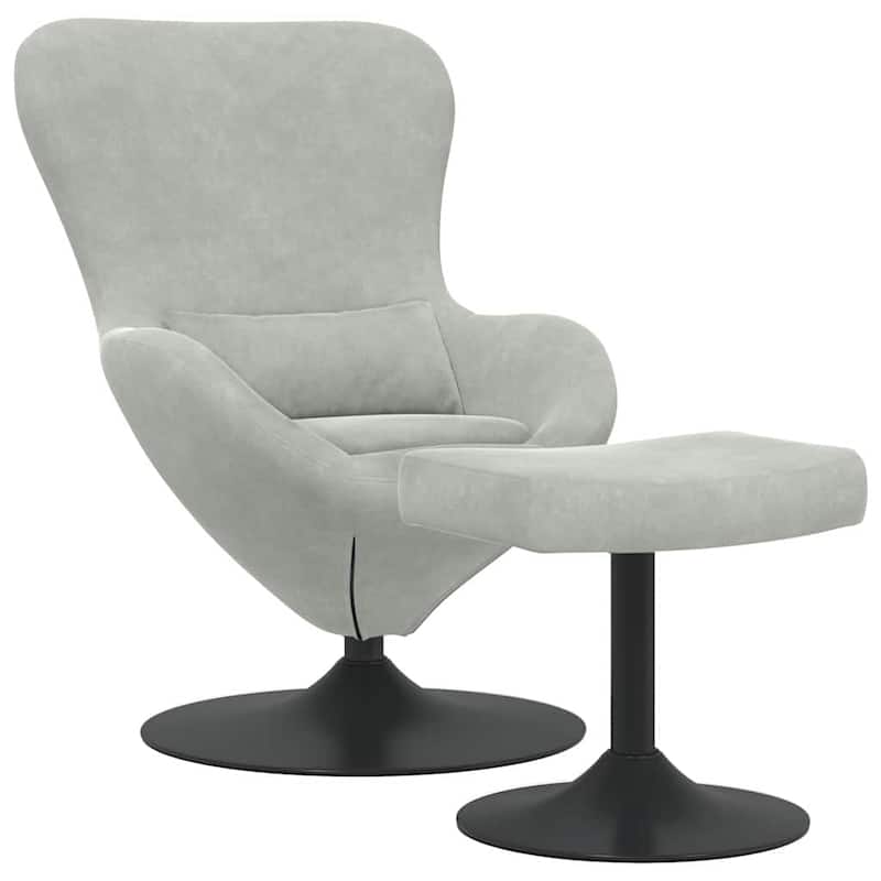 vidaXL Egg Chair Black/ Dark/Light Grey Velvet - 24.8 x 28.7 x 35.4