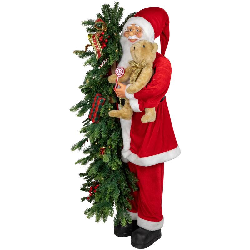 48" Musical Santa Claus Tree Teddy Bear Figure