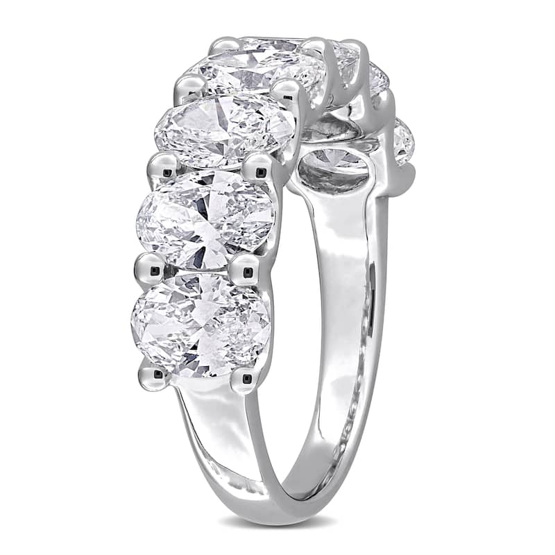 Miadora 3 1/2ct TW Oval-Cut Lab-Grown Diamond 7-Stone Semi-Eternity Band 14k White Gold