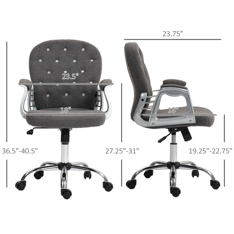 Teddy Home Office Chair with Button Tufted Design, Adjustable Height, and Swivel Wheels for Desk or Study