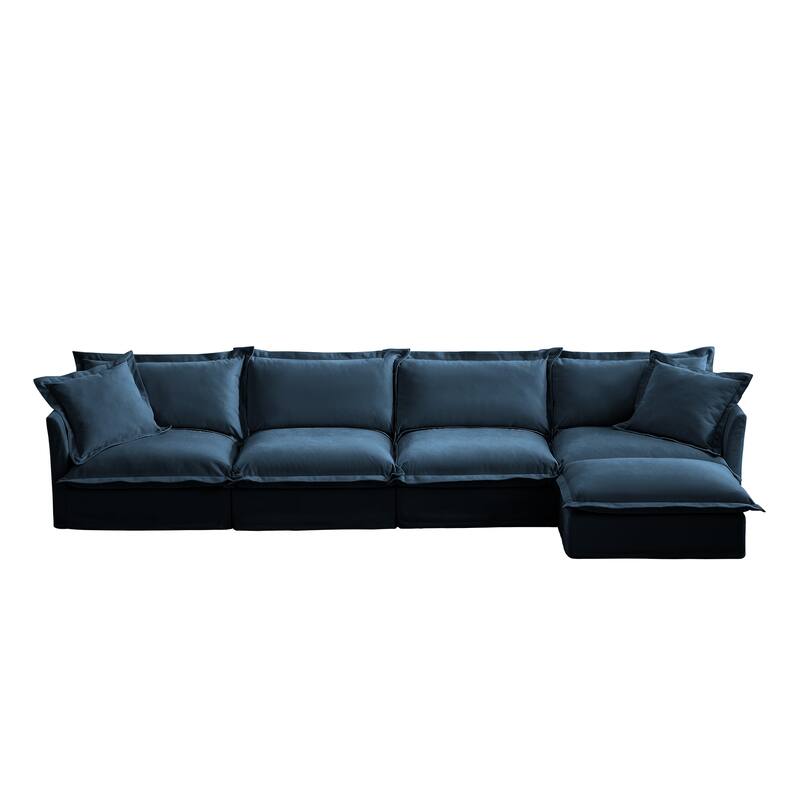 Modern Deep Seat Modular Sofa with Removable Chenille Covers and Plush Cushions for Living Room and Guest Room